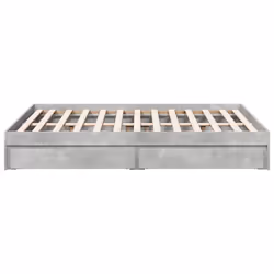 vidaXL Bed Frame with Drawers Bed Black 135x190 cm Double Engineered Wood - concrete grey, 135 x 190 cm - Additional view 4