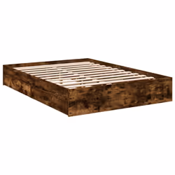 vidaXL Bed Frame with Drawers Bed Black 135x190 cm Double Engineered Wood - smoked oak, 135 x 190 cm - Additional view 5
