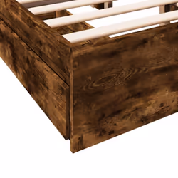 vidaXL Bed Frame with Drawers Bed Black 135x190 cm Double Engineered Wood - smoked oak, 135 x 190 cm - Additional view 7