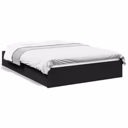 vidaXL Bed Frame with Drawers Bed Black 135x190 cm Double Engineered Wood - black, 120 x 190 cm