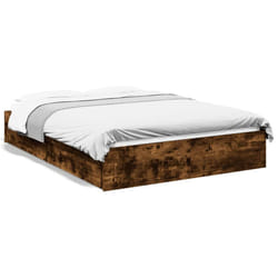 vidaXL Bed Frame with Drawers Bed Black 135x190 cm Double Engineered Wood - smoked oak, 120 x 190 cm