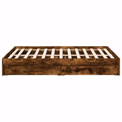 vidaXL Bed Frame with Drawers Bed Black 135x190 cm Double Engineered Wood - smoked oak, 120 x 190 cm - Additional view 4