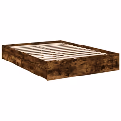 vidaXL Bed Frame with Drawers Bed Black 135x190 cm Double Engineered Wood - smoked oak, 120 x 190 cm - Additional view 5