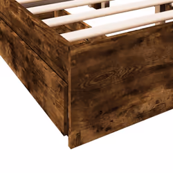 vidaXL Bed Frame with Drawers Bed Black 135x190 cm Double Engineered Wood - smoked oak, 120 x 190 cm - Additional view 7