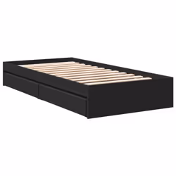 vidaXL Bed Frame with Drawers Bed Black 135x190 cm Double Engineered Wood - black, 90 x 190 cm