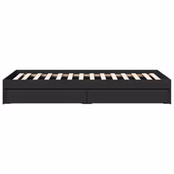 vidaXL Bed Frame with Drawers Bed Black 135x190 cm Double Engineered Wood - black, 90 x 190 cm - Additional view 4