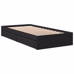 vidaXL Bed Frame with Drawers Bed Black 135x190 cm Double Engineered Wood - black, 90 x 190 cm - Additional view 5
