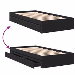 vidaXL Bed Frame with Drawers Bed Black 135x190 cm Double Engineered Wood - black, 90 x 190 cm - Additional view 6