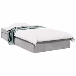 vidaXL Bed Frame with Drawers Bed Black 135x190 cm Double Engineered Wood - concrete grey, 90 x 190 cm