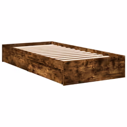 vidaXL Bed Frame with Drawers Bed Black 135x190 cm Double Engineered Wood - smoked oak, 90 x 190 cm - Additional view 2