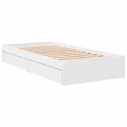 vidaXL Bed Frame with Drawers Bed Black 135x190 cm Double Engineered Wood - white, 75 x 190 cm - Additional view 5