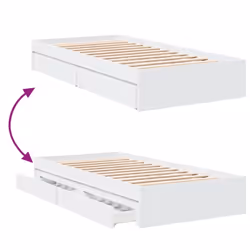 vidaXL Bed Frame with Drawers Bed Black 135x190 cm Double Engineered Wood - white, 75 x 190 cm - Additional view 6