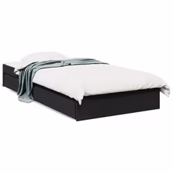 vidaXL Bed Frame with Drawers Bed Black 135x190 cm Double Engineered Wood - black, 75 x 190 cm