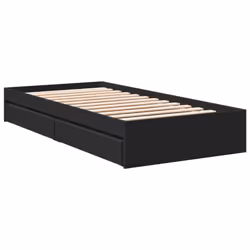 vidaXL Bed Frame with Drawers Bed Black 135x190 cm Double Engineered Wood - black, 75 x 190 cm - Additional view 5