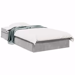 vidaXL Bed Frame with Drawers Bed Black 135x190 cm Double Engineered Wood - concrete grey, 75 x 190 cm