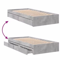 vidaXL Bed Frame with Drawers Bed Black 135x190 cm Double Engineered Wood - concrete grey, 75 x 190 cm - Additional view 6