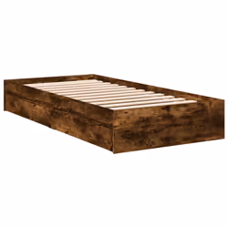 vidaXL Bed Frame with Drawers Bed Black 135x190 cm Double Engineered Wood - smoked oak, 75 x 190 cm - Additional view 5