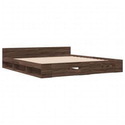 vidaXL Bed Frame with Drawers Bed Base Smoked Oak 200x200 cm Engineered Wood - brown oak, 200 x 200 cm