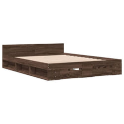 vidaXL Bed Frame with Drawers Bed Base Smoked Oak 200x200 cm Engineered Wood - brown oak, 150 x 200 cm