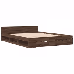 vidaXL Bed Frame with Drawers Bed Base Smoked Oak 200x200 cm Engineered Wood - brown oak, 140 x 190 cm