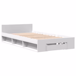 vidaXL Bed Frame with Drawers Bed Base Smoked Oak 200x200 cm Engineered Wood - white, 90 x 190 cm