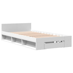vidaXL Bed Frame with Drawers Bed Base Smoked Oak 200x200 cm Engineered Wood - white, 90 x 190 cm