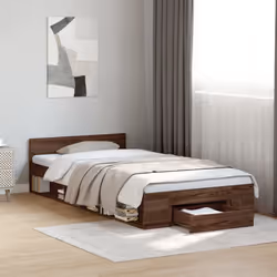 vidaXL Bed Frame with Drawers Bed Base Smoked Oak 200x200 cm Engineered Wood - brown oak, 90 x 190 cm