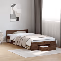 vidaXL Bed Frame with Drawers Bed Base Smoked Oak 200x200 cm Engineered Wood - brown oak, 90 x 200 cm