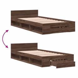 vidaXL Bed Frame with Drawers Bed Base Smoked Oak 200x200 cm Engineered Wood - brown oak, 90 x 200 cm - Additional view 6