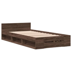 vidaXL Bed Frame with Drawers Bed Base Smoked Oak 200x200 cm Engineered Wood - brown oak, 75 x 190 cm