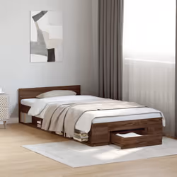 vidaXL Bed Frame with Drawers Bed Base Smoked Oak 200x200 cm Engineered Wood - brown oak, 75 x 190 cm