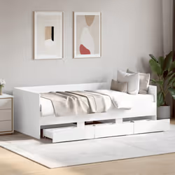 vidaXL Daybed with Drawers Sofa Bed Grey Sonoma 100x200 cm Engineered Wood - white, 100 x 200 cm - Additional view 2