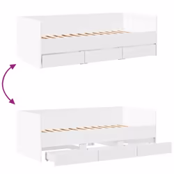 vidaXL Daybed with Drawers Sofa Bed Grey Sonoma 100x200 cm Engineered Wood - white, 100 x 200 cm - Additional view 7