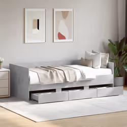vidaXL Daybed with Drawers Sofa Bed Grey Sonoma 100x200 cm Engineered Wood - concrete grey, 90 x 200 cm - Additional view 2