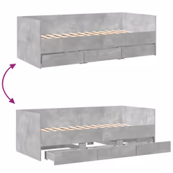 vidaXL Daybed with Drawers Sofa Bed Grey Sonoma 100x200 cm Engineered Wood - concrete grey, 90 x 200 cm - Additional view 7