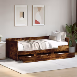vidaXL Daybed with Drawers Sofa Bed Grey Sonoma 100x200 cm Engineered Wood - smoked oak, 90 x 190 cm - Additional view 2