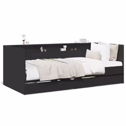 VidaXL 3280840, Sofa bed, Black, Wood, 2030 mm, 1100 mm, 730 mm
