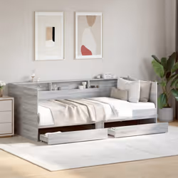 vidaXL Daybed with Drawers Sofa Bed Guest Bed Black 100x200 cm Engineered Wood - grey sonoma, 100 x 200 cm - Additional view 2