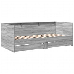 vidaXL Daybed with Drawers Sofa Bed Guest Bed Black 100x200 cm Engineered Wood - grey sonoma, 90 x 200 cm