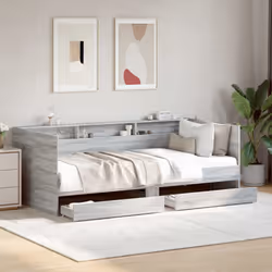 vidaXL Daybed with Drawers Sofa Bed Guest Bed Black 100x200 cm Engineered Wood - grey sonoma, 90 x 200 cm - Additional view 2