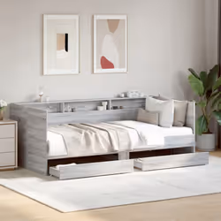 vidaXL Daybed with Drawers Sofa Bed Guest Bed Black 100x200 cm Engineered Wood - grey sonoma, 90 x 190 cm - Additional view 2