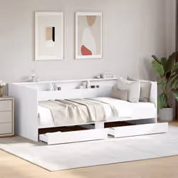 vidaXL Daybed with Drawers Sofa Bed Guest Bed Black 100x200 cm Engineered Wood - white, 75 x 190 cm - Additional view 2