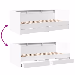 vidaXL Daybed with Drawers Sofa Bed Guest Bed Black 100x200 cm Engineered Wood - white, 75 x 190 cm - Additional view 7