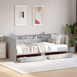 vidaXL Daybed with Drawers Sofa Bed Guest Bed Black 100x200 cm Engineered Wood - concrete grey, 75 x 190 cm - Additional view 2