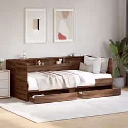 vidaXL Daybed with Drawers Sofa Bed Guest Bed Black 100x200 cm Engineered Wood - brown oak, 75 x 190 cm - Additional view 2