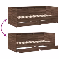 vidaXL Daybed with Drawers Sofa Bed Guest Bed Black 100x200 cm Engineered Wood - brown oak, 75 x 190 cm - Additional view 7