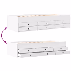 vidaXL Daybed with Drawers Sofa Bed Guest Bed Black 100x200 cm Engineered Wood - white, 90 x 190 cm - Additional view 6