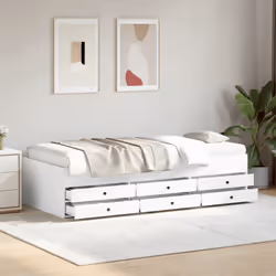 vidaXL Daybed with Drawers Sofa Bed Guest Bed Black 100x200 cm Engineered Wood - white, 75 x 190 cm - Additional view 2