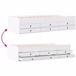 vidaXL Daybed with Drawers Sofa Bed Guest Bed Black 100x200 cm Engineered Wood - white, 75 x 190 cm - Additional view 6