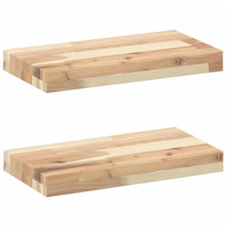 vidaXL Floating Shelves Wall Storage Shelf 4pcs Untreated Solid Wood Acacia - natural, 60 x 20 x 4 cm/ 2 pcs